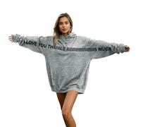 Foweknow Sudadera con capucha para mujer con texto "I Love You" Harajuku Oversized Sweatshirt Sport Style Pullover mit Tasche Stilvolle Locker Hoody Sportshirts bequem weich Kapuzenpulli Langarmshirt