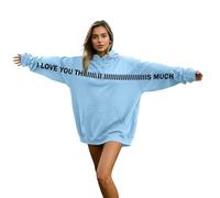 Foweknow Sudadera con capucha para mujer con texto "I Love You" Harajuku Oversized Sweatshirt Sport Style Pullover mit Tasche Stilvolle Locker Hoody Sportshirts bequem weich Kapuzenpulli Langarmshirt