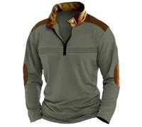 Foweknow Sudadera para hombre con cremallera y cuello suéter con cuello alto para hombre sin capucha polos tops manga larga color bloque suéter ropa de calle negocios suéter de trabajo, verde, XXL