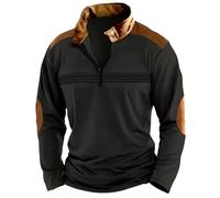 Foweknow Sudadera para hombre con cremallera y cuello suéter con cuello alto para hombre sin capucha polos tops manga larga color bloque suéter ropa de calle negocios suéter de trabajo, Negro , S