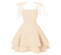 Foweknow Vestido elegante con lentejuelas para mujer, vestido de lentejuelas, sexy, tirantes finos, vestido brillante, vestido festivo, sin mangas, vestido de fiesta, línea A, elegante, minivestido de