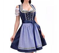 Foweknow Vestido tradicional tirolés midi para mujer, traje tradicional típico Oktoberfest, vestido tirolés para Oktoberfest bávaro, con delantal de encaje, ajuste cómodo, vestido tirolés, c, 3XL