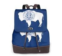 FOWIYRH Wyoming State Flag Print - Mochila de piel para mujer, mochila de moda, mochila de trabajo, viajes, senderismo para mujeres, bolso casual para mujer