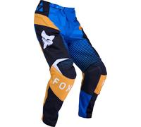 FOX 180 Collect Pantalones de motocross, Azul/Amarillo, Talla 34