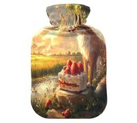 Fox and Cake - Bolsa de agua caliente con funda de forro polar suave, bolsa de agua caliente para aliviar el dolor de cuello y hombros, terapias frías y calientes, talla S