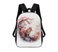 Fox And Cherry Blossoms Watercolor Art Mochila Escolar Infantil De 17 Pulgadas, Impresa En 3D, Estilo Casual, Para Niños, Ideal Para Viajes, Como Mochila Escolar O Para Llevar Libros.