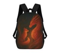 Fox And Dragon in Warm Light Mochila Escolar Infantil Impresa En 3D Para Niños, Mochila De Viaje De Alta Capacidad, Mochilas Para Libros De 17 Pulgadas Para Niños