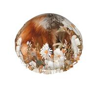 Fox And Flower - Gorro de ducha impermeable de doble capa para mujeres y hombres, protección del cabello para baño, máscaras faciales, spa