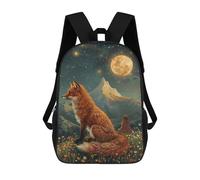 Fox And Moonlit Journey Mochila Escolar Infantil De 17 Pulgadas Con Estampado 3D, Mochila Moderna Para Niños, Mochilas De Viaje, Bolsas Para Libros, Mochila Escolar Infantil
