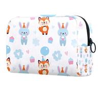 Fox and Rabbit - Bolsa de cosméticos para mujer, bolsa organizadora de maquillaje grande con cremallera, multicolor, 18.5x7.5x13cm/7.3x3x5.1in, Neceser