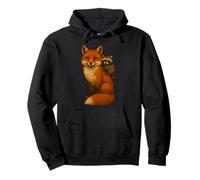 Fox and Raccoon Retro Mejores Amigos Sudadera con Capucha
