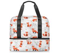 Fox Animal - Bolsa de lona deportiva para mujeres, hombres y niños, Kirls Fox Art Marble Weekend Overnight Bags Wet Seperated 21 L Tote Bag for Travel Gym Yoga, color, 21L, Organizador de bolsas