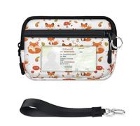Fox Apple Mushroom - Funda para tarjetas con cremallera para mujeres y hombres, con ventana de identificación, portátil, ligera, pequeña, con cremallera, organizador de tarjetas de monedas