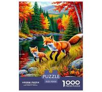 Fox Autumn Bosque Puzzles Imposible,desafío for Adults Animaleses Entretenimiento Creativo 1000 Piezas Obra De Arte De Juego De para Adultos, Regalos A Partir De 14 Años 70x50cm/1000pcs
