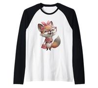 Fox Baby Pink Leopard Gafas Girly Glam Fashion Graphic Camiseta Manga Raglan