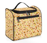 Fox - Bolsa de maquillaje de viaje con hojas otoñales para mujeres, hombres, niñas, niños, zorro, 11,2 L, bolsa de aseo colgante, organizador de cosméticos, bolsa de ducha, color, 11.2L, Organizador