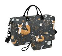 Fox - Bolsa de viaje para gimnasio, diseño de estrellas y lunas y constelaciones de zorro, para mujer, con bolsa de aseo personal, bolsa de viaje para natación, Multi 55, Talla única