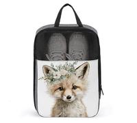Fox - Bolsa de zapatos con corona floral neutra para viajes, uso diario, bolsa de almacenamiento antipolvo para zapatos de golf