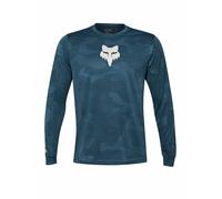 FOX Camiseta de ciclismo para hombre, manga larga, Ranger TruDri™ azul oscuro | S