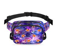 Fox Color Galaxy - Riñonera multifunción para viajes, deportes, correr, Galaxy Stars, riñonera, riñonera, bolsa de cinturón para mujeres, hombres, niñas y niños, color, XL, Organizador de bolsas