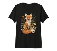 Fox Cottagecore Estética Arte Floral Bosque Animal Naturaleza Camiseta Premium