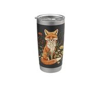 Fox Cottagecore Estética Arte Floral Bosque Animal Naturaleza Vaso térmico de acero inoxidable de doble pared