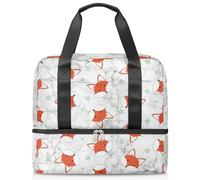 Fox Design - Bolsa de lona deportiva para mujeres, hombres, niños, Kirls Marble Art Fox Weekend Overnight Bags Wet Seperated 21 L Tote Bag for Travel Gym Yoga, color, 21L, Organizador de bolsas