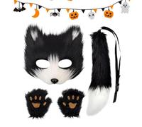 Fox Face Cover and Tail Set Realistic - Adjustable Outfit Cosplay Halloween