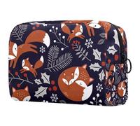 Fox Family Mon and Baby - Neceser para mujer, neceser de viaje, bolsa organizadora de maquillaje grande con cremallera, multicolor, 18.5x7.5x13cm/7.3x3x5.1in, Neceser