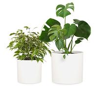 Fox & Fern Macetas grandes para interiores y exteriores, resistentes a los rayos UV y a las heladas, con tapón de drenaje, fibra de piedra, macetas grandes de interior para plantas y flores, maceta de