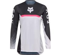 FOX Flexair Fracture Maillot de motocross para mujer, negro/blanco/rosa, Talla L