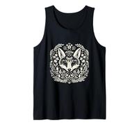 Fox Floral Mandala Line Art Naturaleza Animal Diseño Camiseta sin Mangas