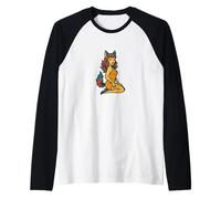 Fox Girl Pinup Retro Style Halloween Cosplay Anime Estética Camiseta Manga Raglan