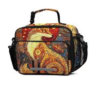 Fox Golden Magic Mystery - Lonchera grande aislada para niños y niñas, bolsa térmica reutilizable, bolsa de almuerzo escolar con correa para el hombro