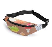 Fox Hare Mushrooms Leaves Cute Cartoon Fox Hare Mushrooms Leaves Fanny Pack, riñonera Deportiva para niños Adultos para Hombres y Mujeres