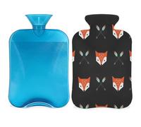 Fox Head - Botella de agua caliente con funda, bolsa de agua caliente de 2 litros para aliviar el dolor, cuello y hombros, calentador de pies y manos