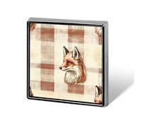 Fox Head on Plaid - Broches y alfileres unisex cuadrados ligeros para solapa, joyería para ropa, chal, sombrero