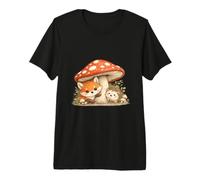 Fox Hedgehog Hushroom Cottagecore Forest Animal Kids Camiseta Premium