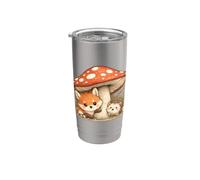Fox Hedgehog Hushroom Cottagecore Forest Animal Kids Vaso térmico de acero inoxidable de doble pared