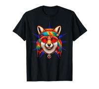 Fox Hippie Tie Dye Groovy Paz Amor Cultura Retro Camiseta