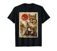 Fox Howling Vintage Ukiyo-e Arte japonés Camiseta