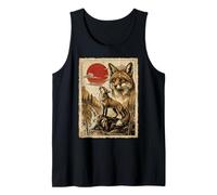 Fox Howling Vintage Ukiyo-e Arte japonés Camiseta sin Mangas