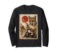Fox Howling Vintage Ukiyo-e Arte japonés Manga Larga