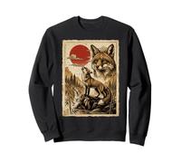 Fox Howling Vintage Ukiyo-e Arte japonés Sudadera