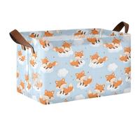 Fox in The Clouds - Canasta de almacenamiento rectangular plegable con asas para organizar el hogar, cocina, oficina, dormitorio, juguetes, armario, estante