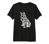 Fox Line Art Boho Tribal Gaélico Blanco Ornamental Camiseta Premium