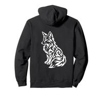 Fox Line Art Boho Tribal Gaélico Blanco Ornamental Sudadera con Capucha