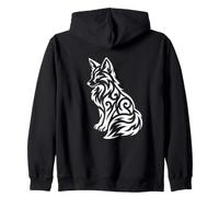 Fox Line Art Boho Tribal Gaélico Blanco Ornamental Sudadera con Capucha