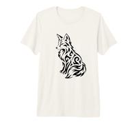 Fox Line Art Boho Tribal Gaélico Ornamental Camiseta Premium