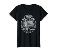 Fox Me Resolviendo Mis Problemas Dormir Siesta Divertido Camiseta gráfica económica, Mujer, Negro, XS